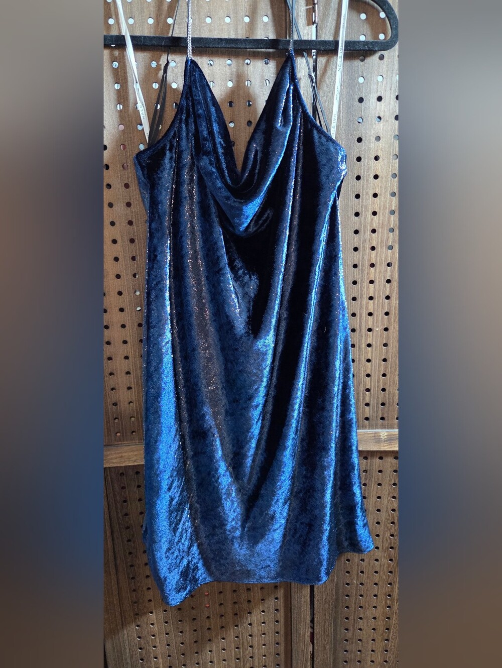 NEW Halston Heritage Metallic Velvet Dress in Navy